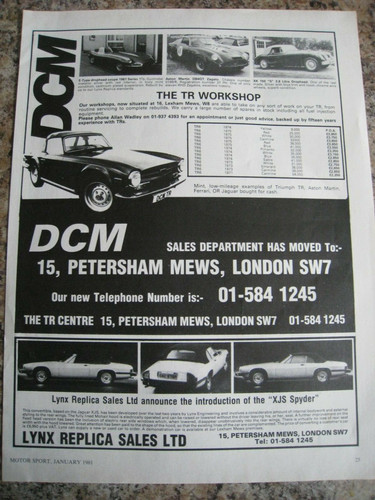 Dcm workshop type coupe - tr, e-type